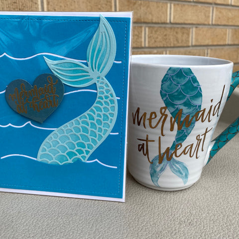 Card & Cup: Mermaid (blue tail)