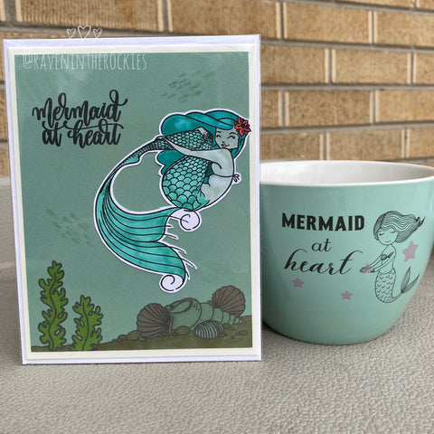 Card & Cup: Mermaid at Heart (sea foam)